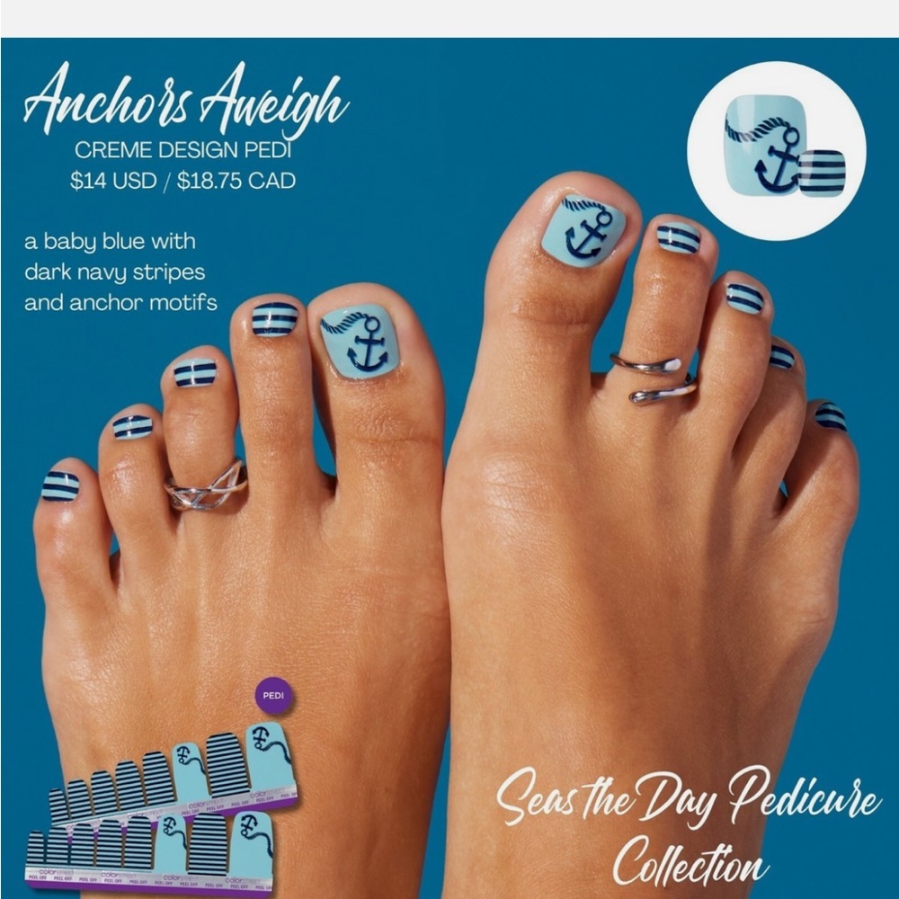 Color Street Anchors Aweigh Nail Strips - Baby Blue and Navy